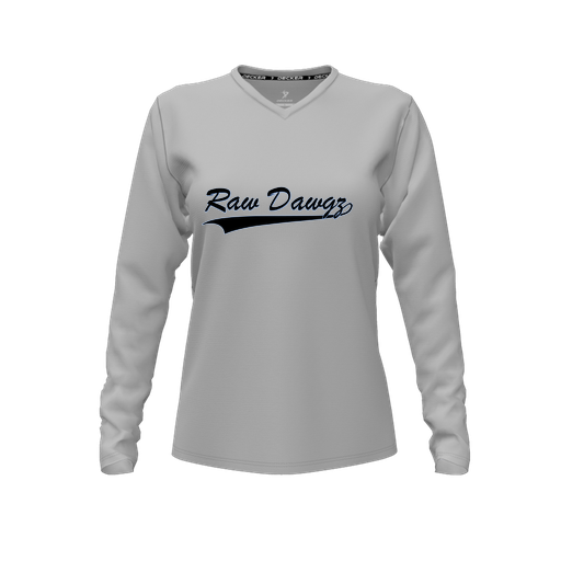 [FTLVPTGY-FYXS-LOGO2] Decker Performance T-Shirt (Female Youth XS, Gray, V Neck, Logo 2, Long Sleeve)