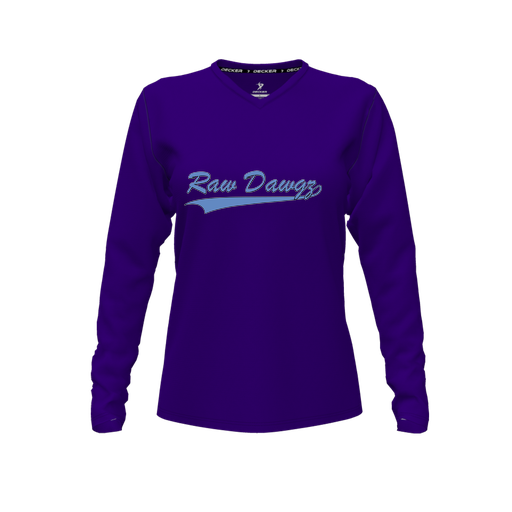 [FTLVPTPP-FYXS-LOGO3] Decker Performance T-Shirt (Female Youth XS, Purple, V Neck, Logo 3, Long Sleeve)